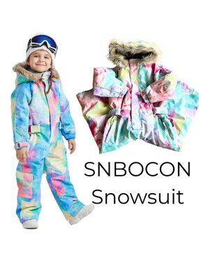 SNBOCON Girl's Kids Snowsuit Jumpsuit Colorful Onepiece - Size 120 (6)